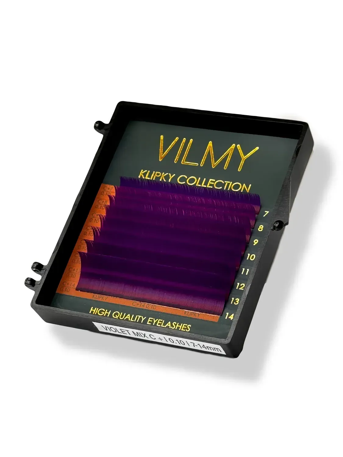 Eyelashes for extension VILMY KLIPKY (two-tone 8 lines) - Ombre VIOLET mix C / 0.07 / 7-14 mm