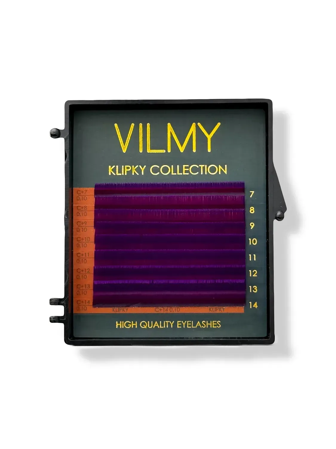 Eyelashes for extension VILMY KLIPKY (two-tone 8 lines) - Ombre VIOLET mix C / 0.07 / 7-14 mm
